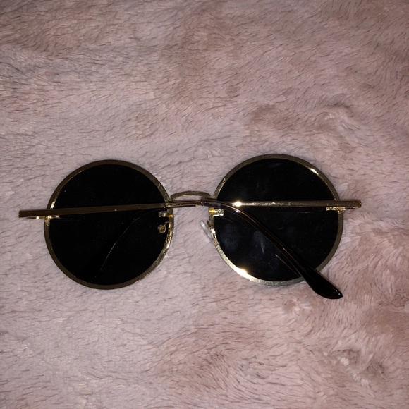 Anthropologie Round Sunglasses Hippie Boho Style LIKE NEW black & gold main image 8